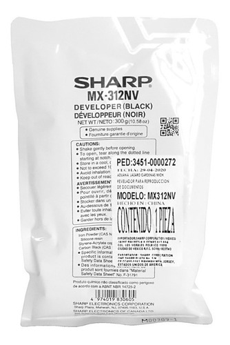 Imagen 1 de 2 de Sharp Revelador Mx312nv / Ar6020 6023 Mxm260 264 310 314 354