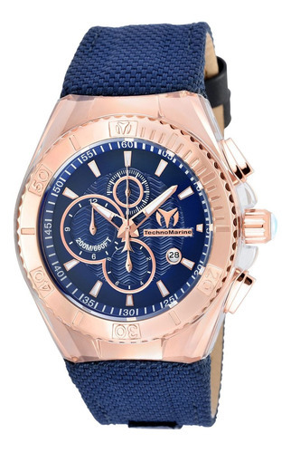 Reloj Technomarine Tm-115176 Nylon Azul Hombre Color Del Bisel Oro Rosa