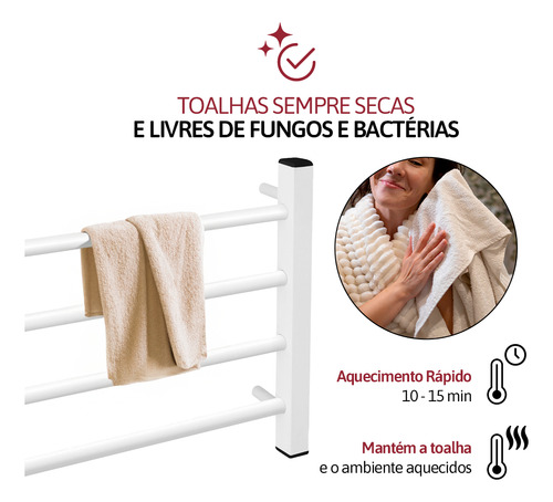 Toalheiro Térmico Bivolt Branco De Parede Aquecedor Secador Toalha