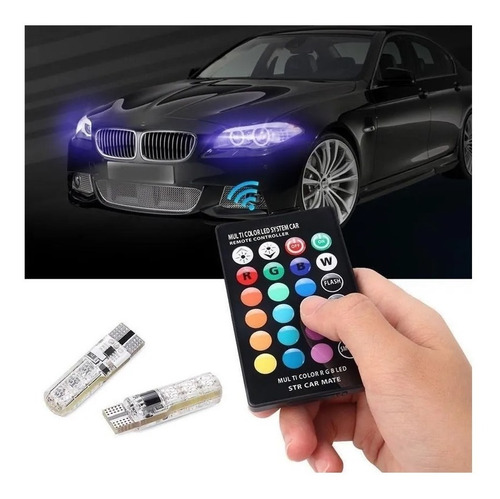 Imagen 4 de 9 de Kit Lamparas Luz Led Posicion Multicolor Rgb Control Remoto