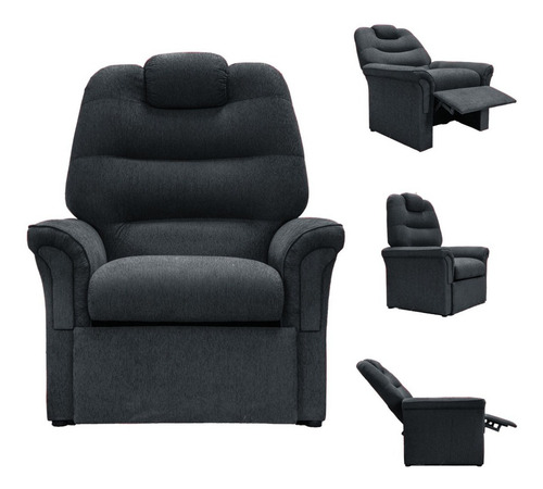 Tu Sillon Ya Reclinable Simple Poltrona - Gris oscuro - Chenille - 1 - Plástico - Negro (Incluye: Es reclinable)