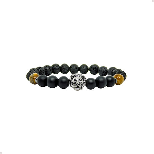 Pulsera Hombre Pogo Rockroar Piedras Leon 