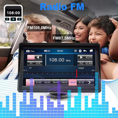 Essgoo Estéreo Portátil Giratorio Carplay Android Auto de 7 pulgadas