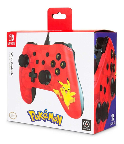 Control Alámbrico Nintendo Switch Pokemon Pikachu Nuevo