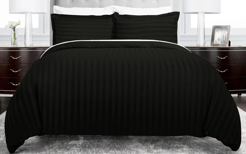 Imagen 3 de 5 de Duvet Cover Negro Líneas Microfibra King