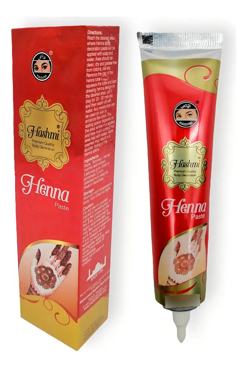 Henna Natural Para Tatuajes Temporales Hashmi 1 Tubito Color Marrón