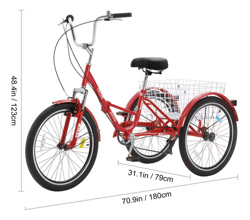 Vevor Triciclo Plegable Para Adultos De 26 Pulgadas 3 Ruedas