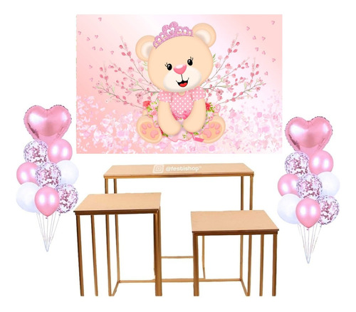 Fondo De Tela Osita Reina Princesa Rosa Nena Decoración