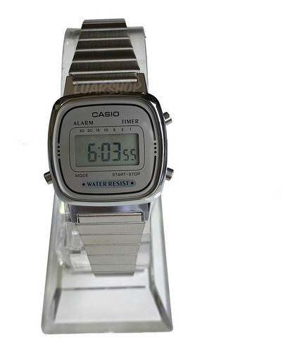 Relogio Mini Casio Digital La670 Prata Feminino Original Nf