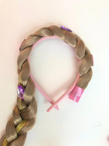 Trança Em Tiara Rapunzel Enrolados Infantil Cor Marrom-claro