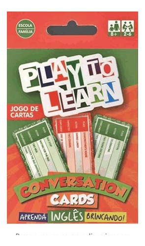 Play To Learn   Conversation Cards: Play To Learn   Conversation Cards, De Vários Autores. Editora Play To Learn, Capa Mole Em Português