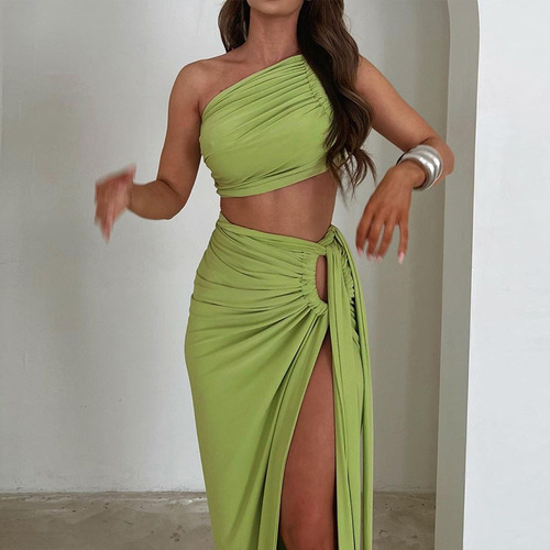 Traje De Falda Y Top De Tubo Sin Espalda Sexy Para Mujer
