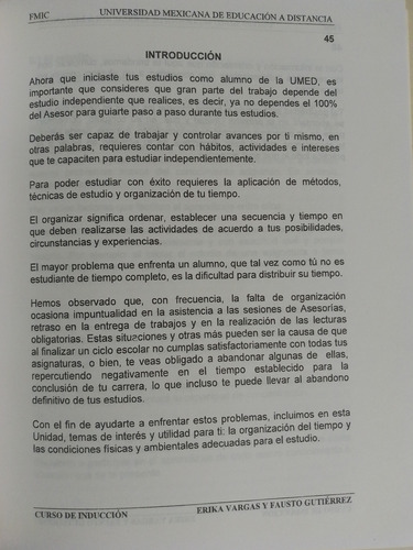 Guía De Autoestudio De Curso Introductorio - Umed (Usado)