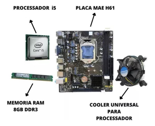 Kit I5 2400 + Placa Mae H61 1155 Nvme M2 + Ram 8gb Ddr3