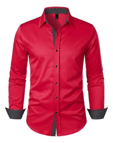 Blusa Camisa De Manga Larga Con Botones Y Cuello Vuelto Para