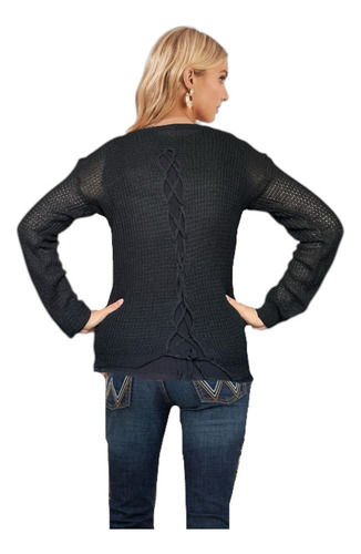 Chompa Negra De Hilo. Talla M