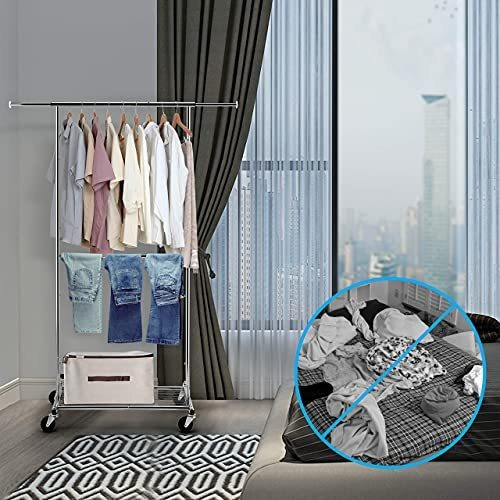 Perchero Metalico Con Ruedas Cromado Extensible