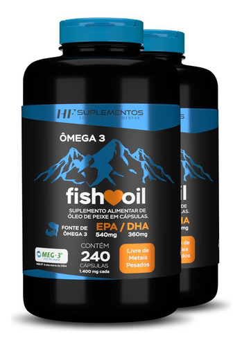 Kit 2x Omega 3 Fish Oil Meg 3 240 Cps Hf Suplementos