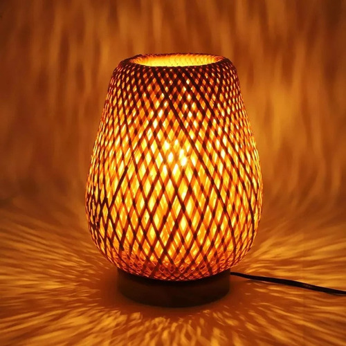 Decoração Peça Central Abajur De Bambu