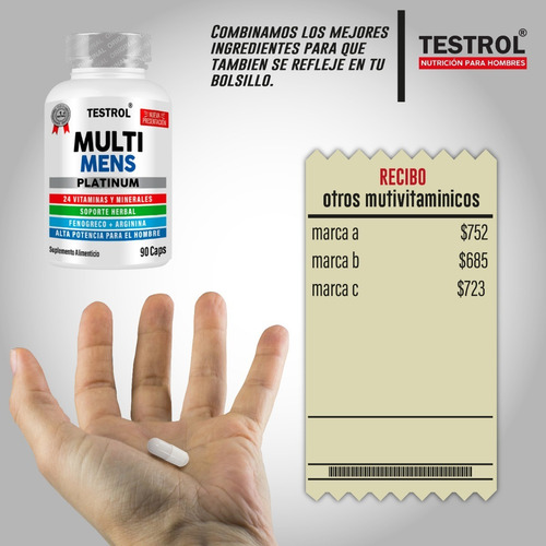 Imagen 3 de 6 de Multi Mens Platinum Vitaminas Para Hombre 24 Vitamin 90 Caps