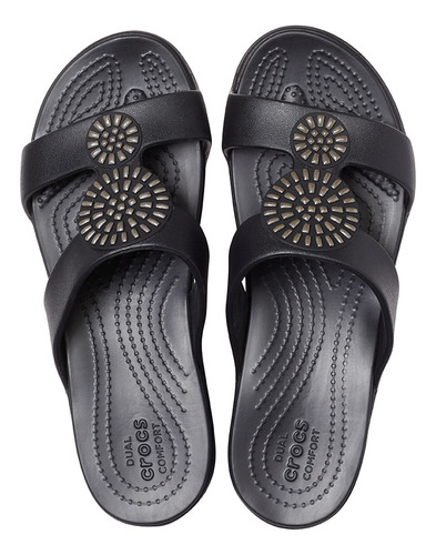 Sandalias Croccs Monterey Diamantes Negro