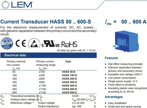 Imagen 2 de 2 de Hass-300-s Sensor Efecto Hall Altas Corrientes +/-900a