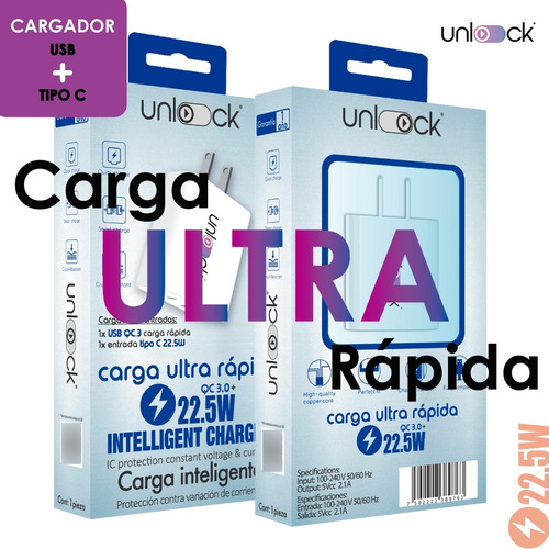 Cargador Tipoc Adaptador Cargarapida 22.5w Pd Iph Android