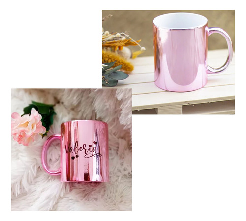 Taza Espejo Rosa 11oz Sublimar Sublimación (5pz) Color Rosa Espejo