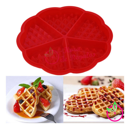 Molde De Silicona Waffles 5 Corazon 1 Flor Hot Cake Waffle Color Rosa/lila/ verde /celeste/ROJO