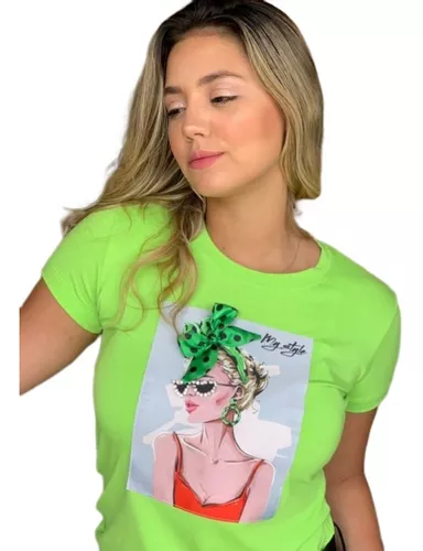 Blusa Feminina Lestter Modelo T-shirt Com Aplicação Luxo