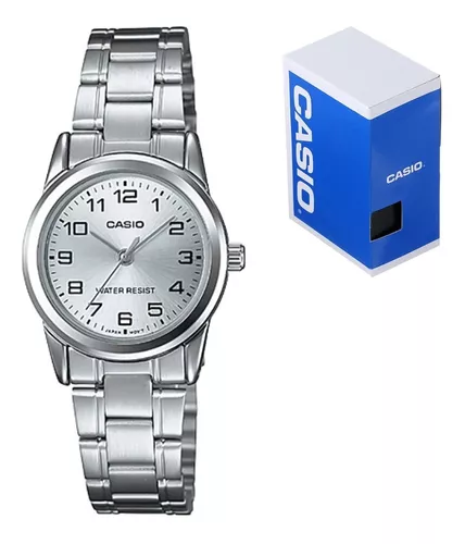 Reloj CASIO 1302D-7B metálico plateado original mujer y hombre