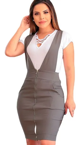 Salopete Em Bengaline Lapis Moda Evang lica Donatela