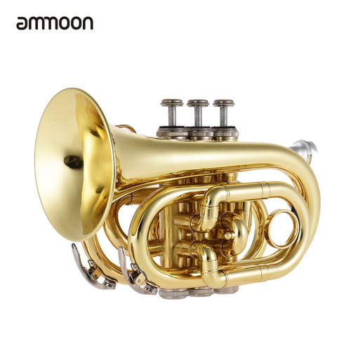Ammoon Mini Trompeta De Bolsillo Latn Plano Bb Instrumento