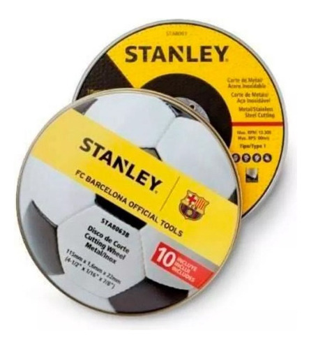 Set Pack 10 Discos Corte Plano Inox 115mm X 1.6mm Stanley Mm