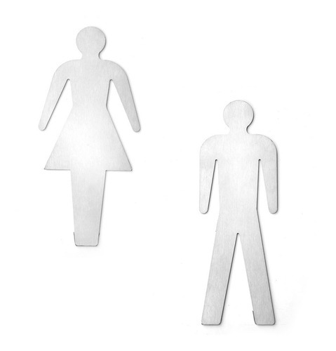 Placas Adesivas De Porta Banheiro - Inox -wc Homem E Mulher