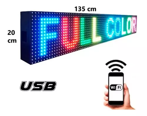 Letrero Wi-Fi Brillante Blanco Deslizante LED Programable Panel Publicidad' 