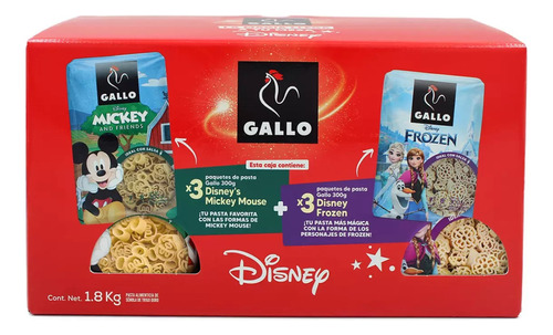 Pasta Gallo Disney Premium Pixar 6pz 300g Frozen Cars Mickey