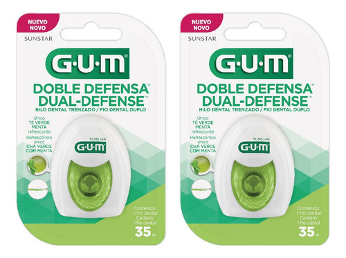 Gum Combo Hilo Dental Trenzado Dual Defence 35mts 2 Unidades