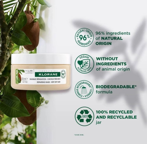 Mascarilla Capilar Klorane Reparadora Con Copuaca 150ml