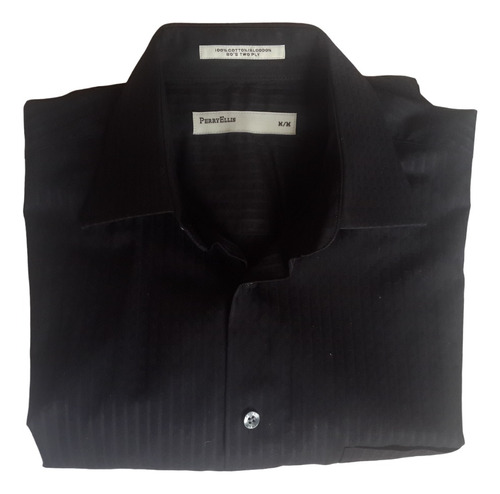 Camisa Perry Ellis Casual Manga Larga Negra Talla M