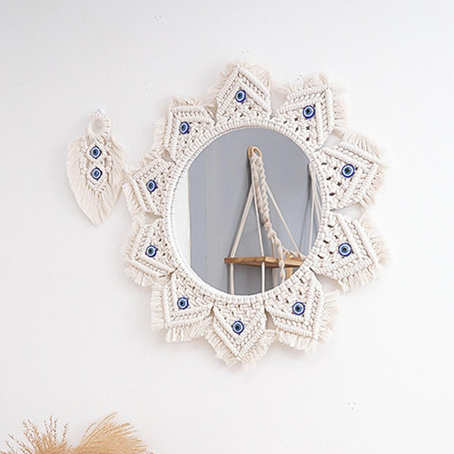 * Espejo De Pared Colgante, Espejo Decorativo Con Flecos De