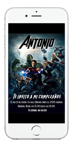 Invitación Cumpleaños Digital Avengers Capitán América