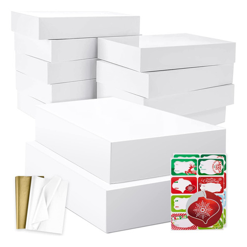 12 Cajas De Regalo Extra Grandes Blancas A Granel Con Tapas 