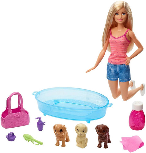 Barbie Mascotas Perritos Y Bañera Mattel Original Envío Ya