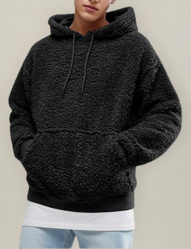 W Sudadera Con Capucha Y Cordón Para Hombre En Lana De Corde