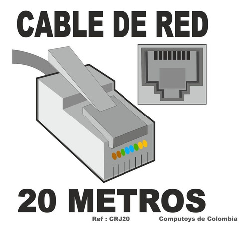 Imagen 3 de 6 de Cable De Red Rj-45 Cat 5 20 Mts Ref: Crj20 Computoys Sas