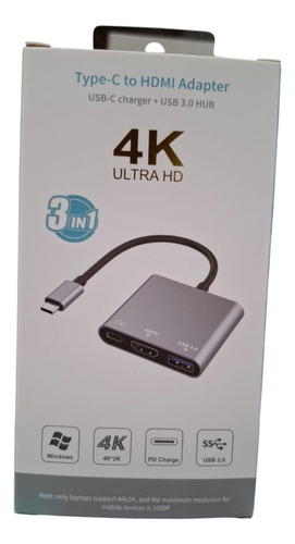Adaptador Usb 3 En 1 Para Dispositivos Usb-c Gris
