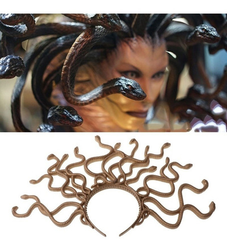 Tiara Medusa Cobras Serpentes Mitologia Grega Festa Fantasia Cor Ouro