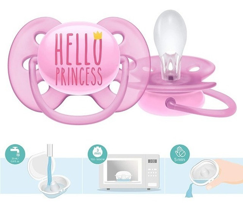 Imagen 3 de 3 de Avent 1 Chupete Ultra Suave 6-18m Hola Princesa