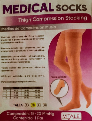 Medias De Compresión Muslo Talla M -vitale-